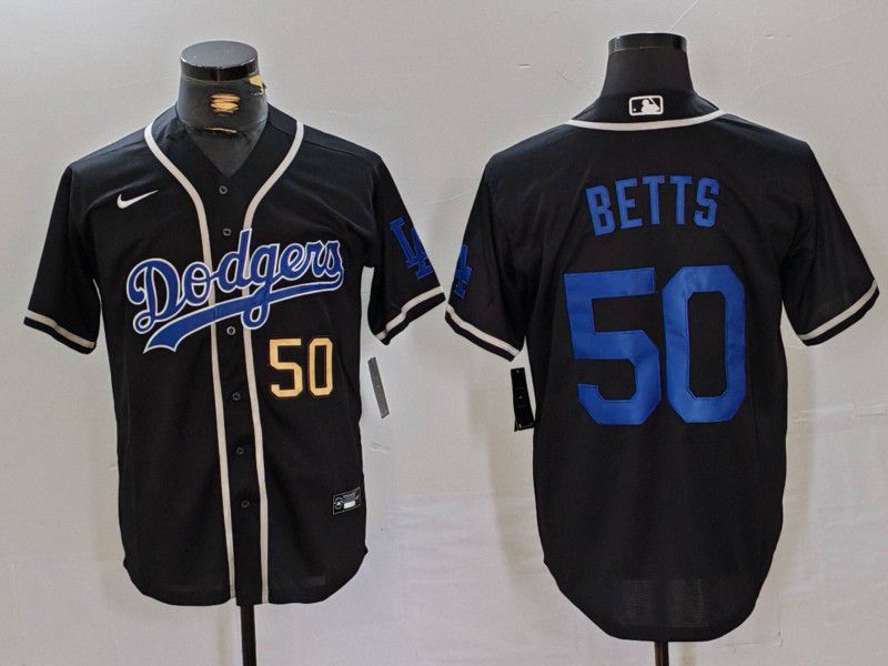 Men Los Angeles Dodgers #50 Betts Black Fashion Nike Game MLB Jersey style 42->los angeles dodgers->MLB Jersey